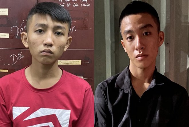 Khoa (bìa trái) và Tâm bị tạm giữ để điều tra hành vi cướp giật tài sản. Ảnh: Công an cung cấp.