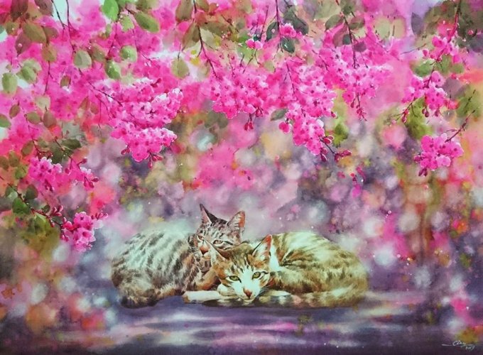 Tác phẩm màu nước: Giấc mơ trưa, họa sĩ: Cường Nguyễn
