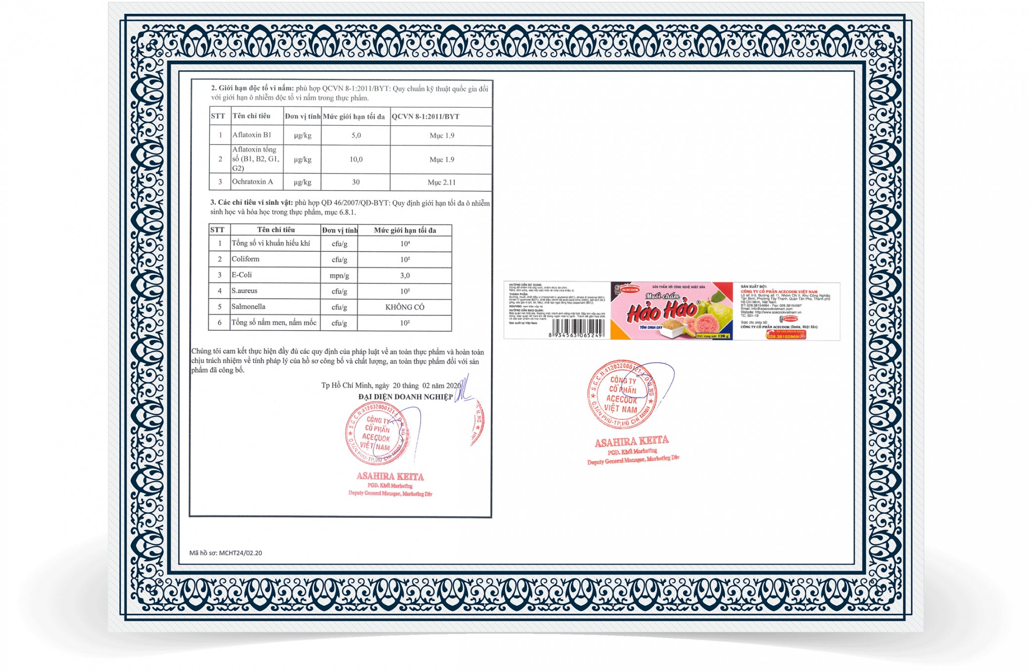 Công bố sản phẩm muối chấm hảo hảo.