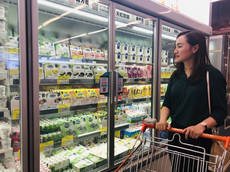 Các sản phẩm sữa mang thương hiệu Vinamilk xuất hiện trong nhiều chuỗi siêu thị hiện đại của Trung Quốc như Thiên Hồng, Hợp Mã (Hema thuộc Alibaba)