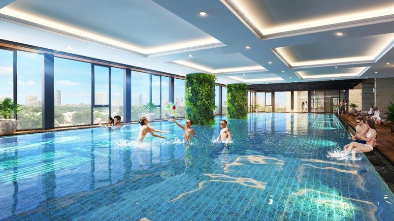 Bể bơi rộng 422m2 bên trong nội khu dự án The Terra - An Hưng
