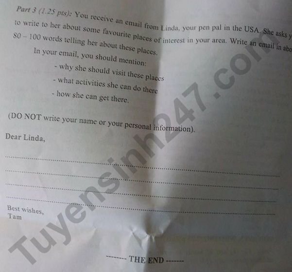 Đề thi vào lớp 10 năm 2020 môn Tiếng Anh của Ninh Thuận