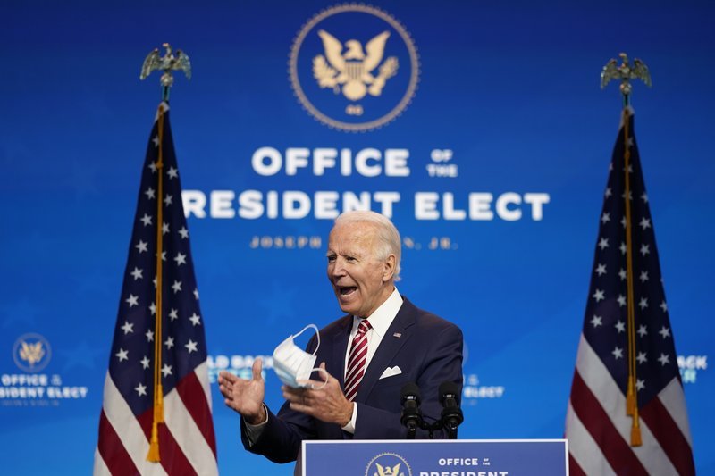 Ông Joe Biden phát biểu tại rạp hát The Queen, Wilmington ngày 16/11. Ảnh: AP