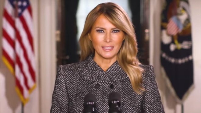 Bà Melania Trump nói lời chia tay người dân Mỹ trong video đăng ngày 18/1. Ảnh: Ảnh chụp màn hình.