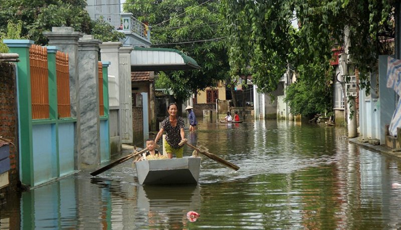 Xóm Bến Vôi (Quốc Oai, Hà Nội) vẫn ngập sâu năm 2018