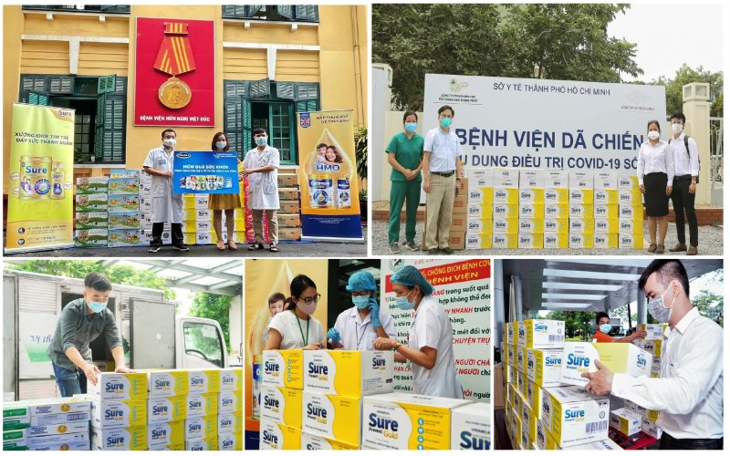 Các sản phẩm Sure Prevent Gold dạng chai tiện lợi góp phần bổ sung dinh dưỡng và năng lượng cho các nhân viên y tế sau những giờ làm việc căng thẳng