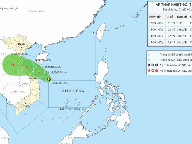 Áp thấp nhiệt đới hướng về vùng biển Trung Bộ, cảnh báo rủi ro thiên tai cấp 3